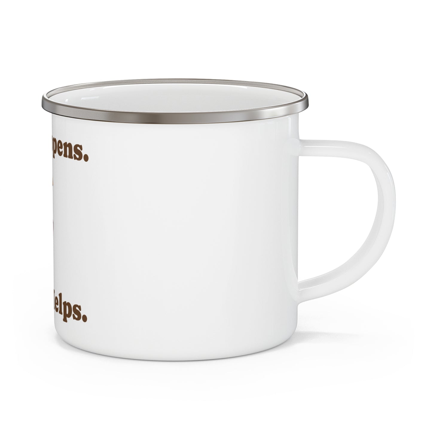 Enamel Mug — "Life Happens. Coffee Helps." Cute Duck Camping Coffee Cup