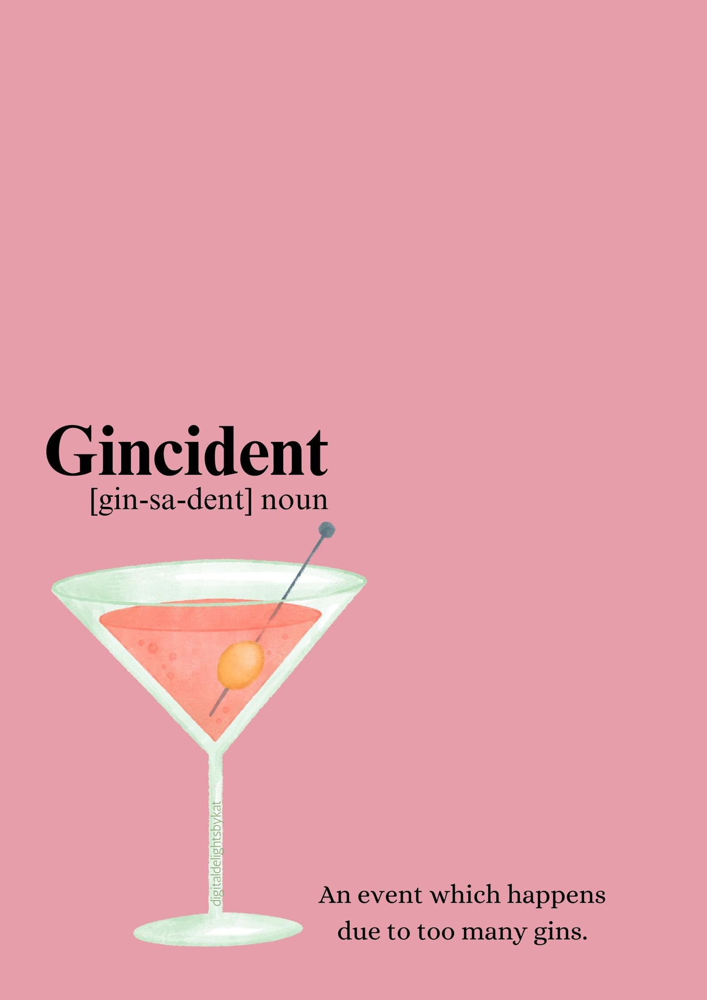 Gincident Definition Poster: Gin Lover Wall Art (Digital Print)