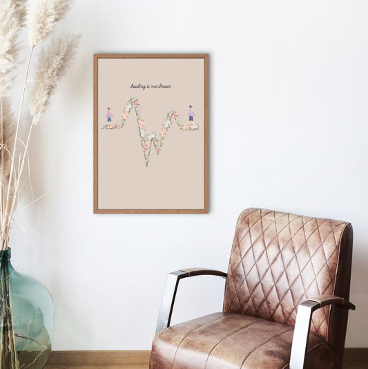 Healing is Not Linear Floral Art Print | Therapy Office Decor (Digital Download)