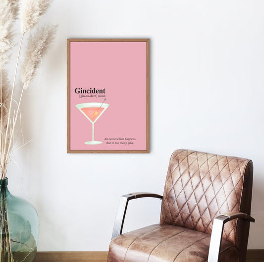 Gincident Definition Poster: Gin Lover Wall Art (Digital Print)