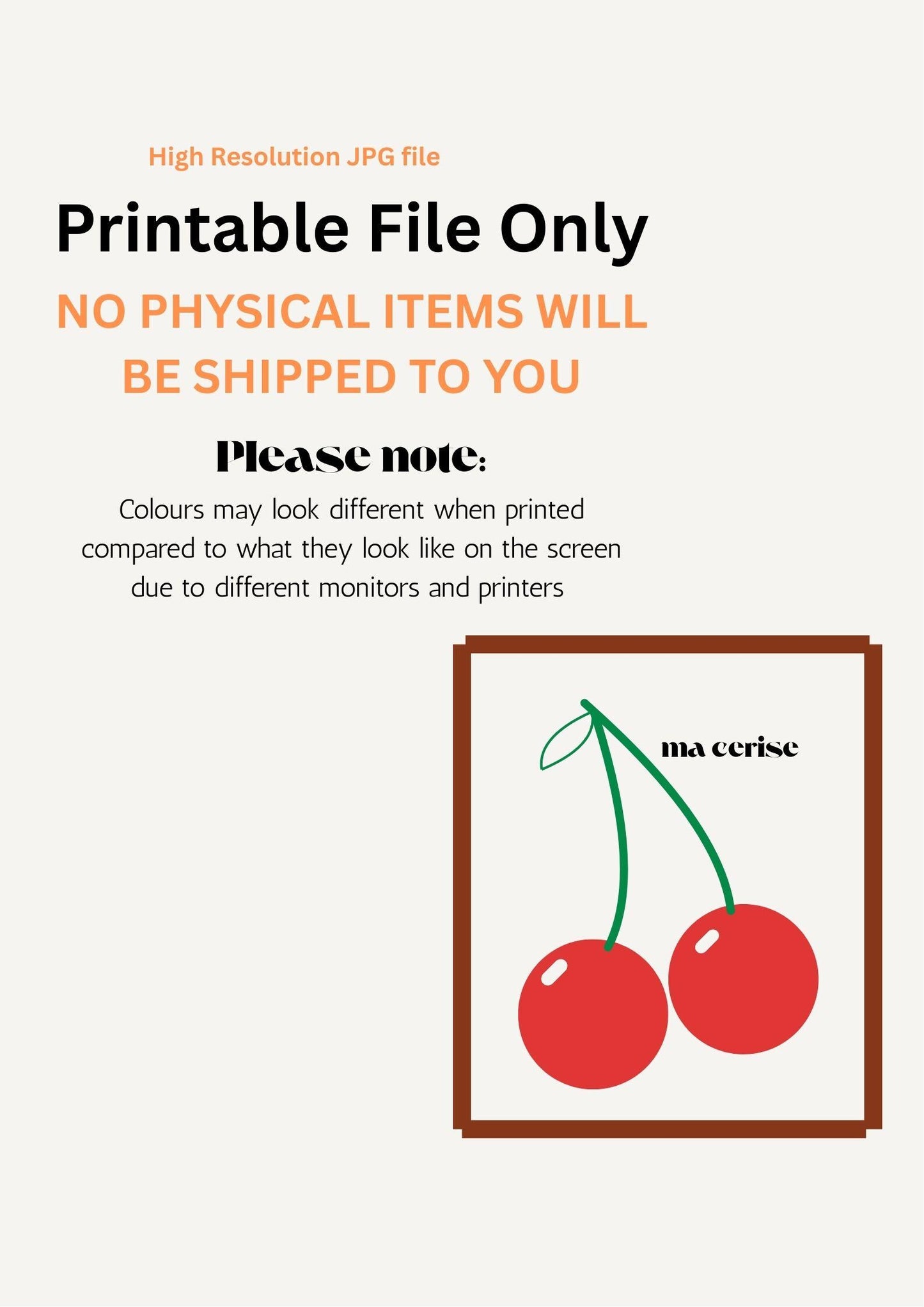 Cherry Print: "Ma Cerise" Kitchen Wall Art (Digital Download)