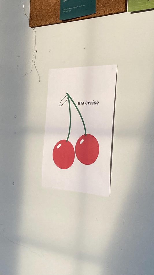 Cherry Print: "Ma Cerise" Kitchen Wall Art (Digital Download)
