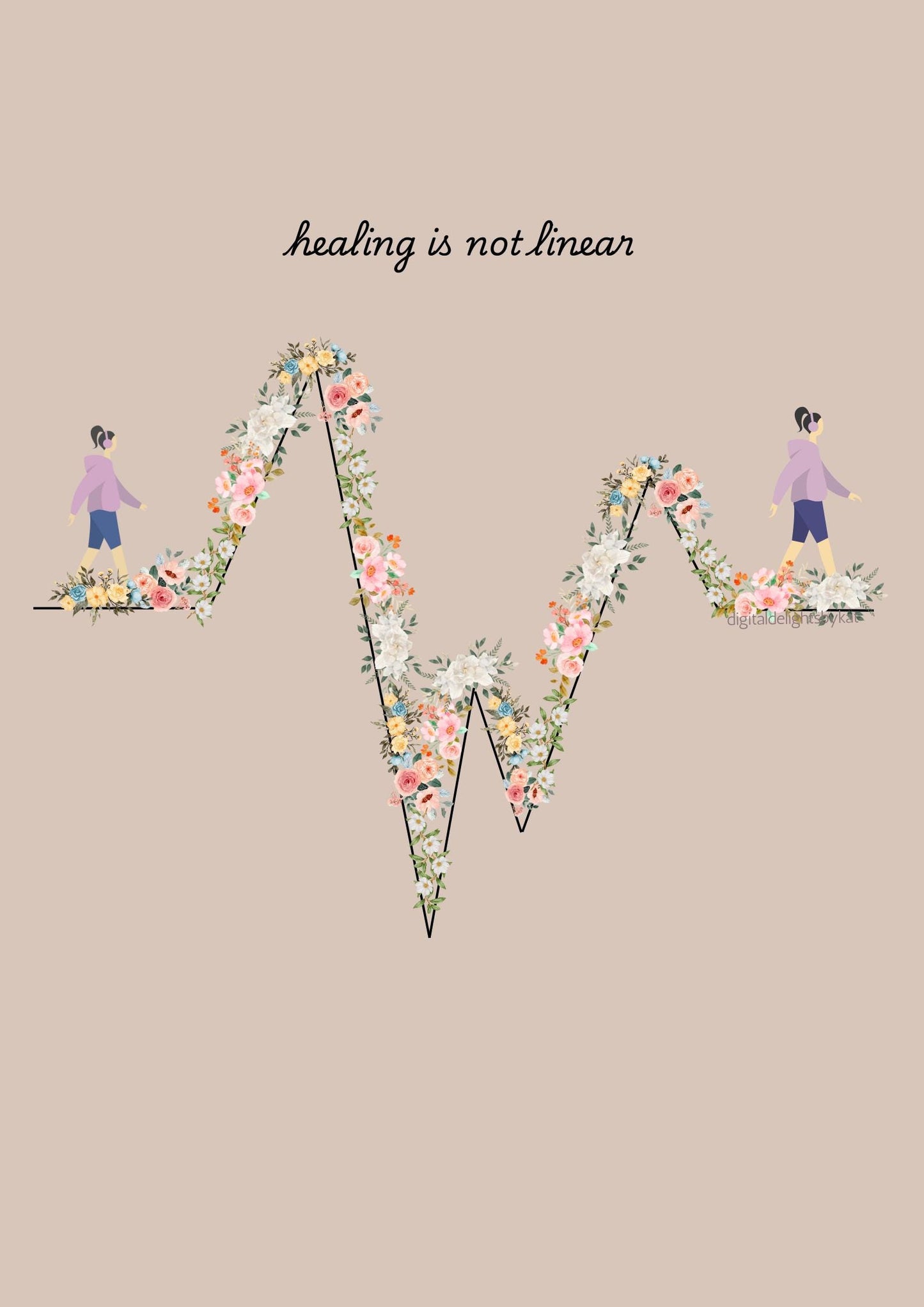 Healing is Not Linear Floral Art Print | Therapy Office Decor (Digital Download)