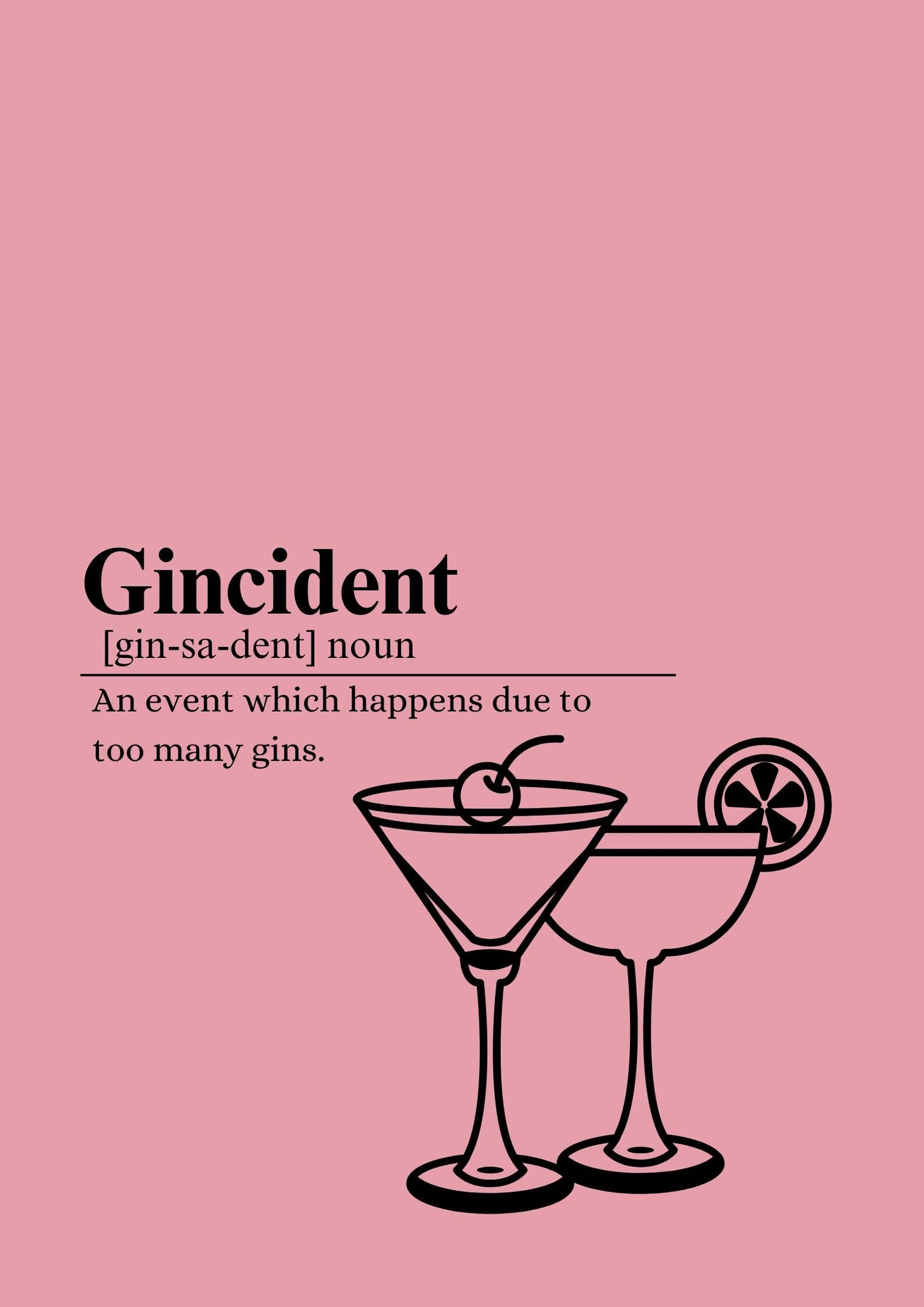 Gincident Definition Print: Funny Bar Cart Art (Digital Download A2, A4, A5 Sizes)