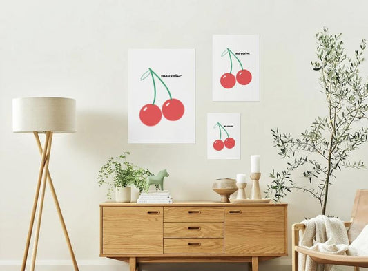 Cherry Print: "Ma Cerise" Kitchen Wall Art (Digital Download)