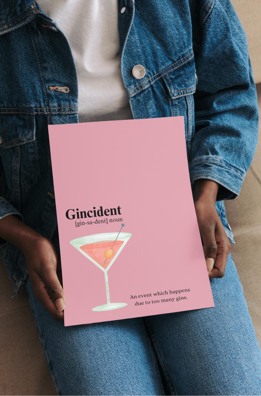 Gincident Definition Poster: Gin Lover Wall Art (Digital Print)