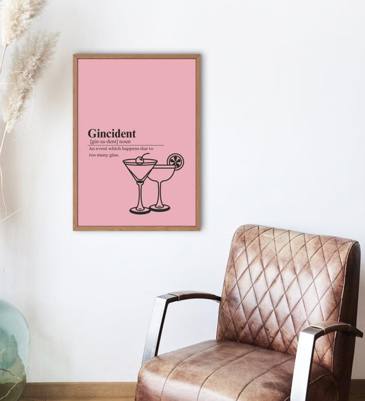 Gincident Definition Print: Funny Bar Cart Art (Digital Download A2, A4, A5 Sizes)