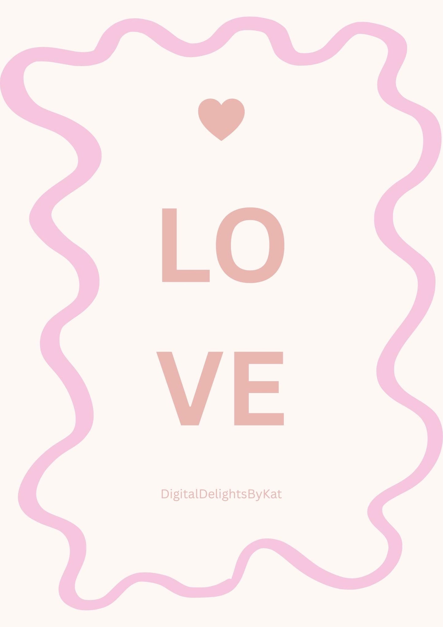 Pink LOVE Poster, Minimalist Wall Art (Digital Download, 42x59.4cm)