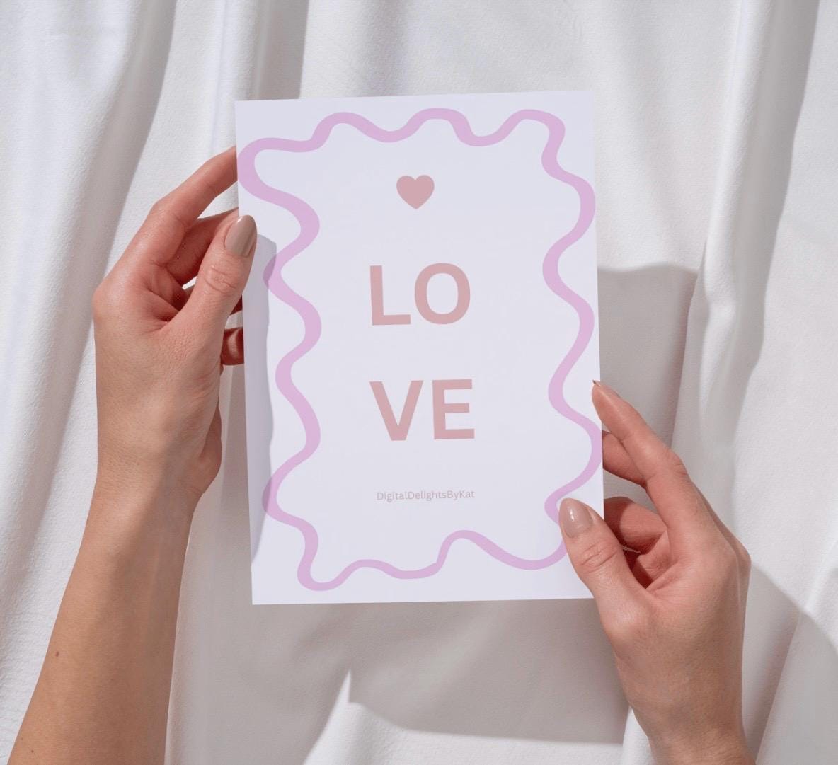 Pink LOVE Poster, Minimalist Wall Art (Digital Download, 42x59.4cm)